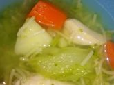 Вот такой супчик ,грудка,броколи,паутинка,морковь,картошка,ну и соль,сын всегда в восторге