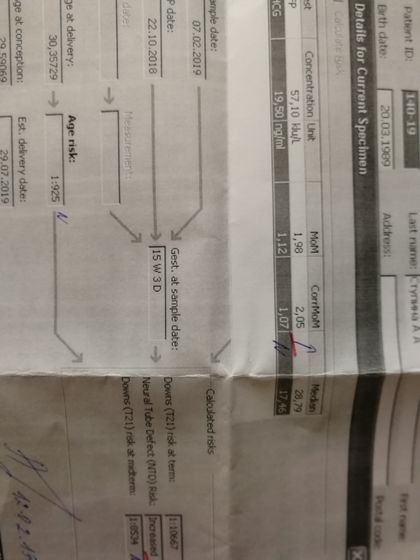 Кровь второго скрининга???