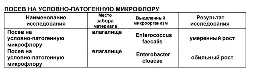 Посев на условно-патогенную микрофлору