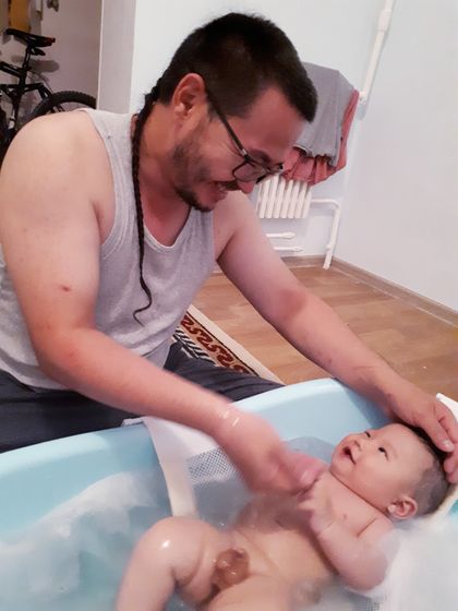 водные процедуры с папой