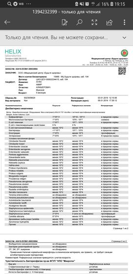 результаты анализа кала