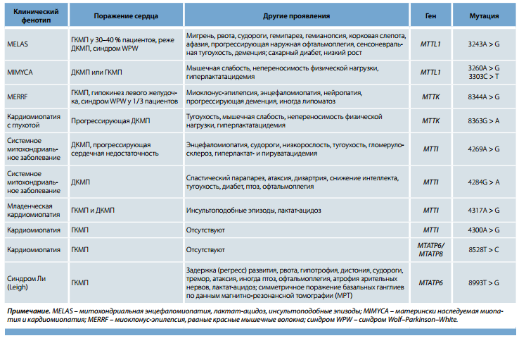 Цикл статей. 5. Поражение сердца при митохондриальных заболеваниях: основные клинические формы и возможности лечения