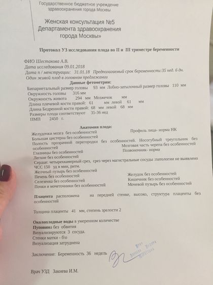 УЗИ 36 недель ?