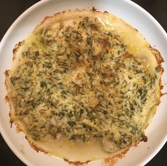 Рыба в пармезановой корочке с укропом